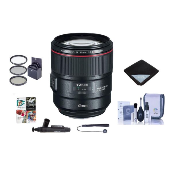 Canon EF 85mm f1.4L IS USM Lens with Free Basic Accessory Bundle (PC)