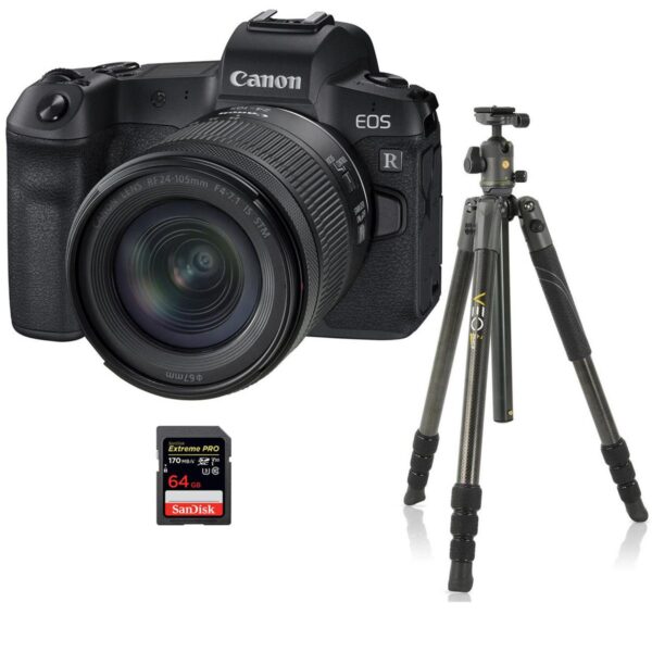 Canon EOS R Digital Camera with RF 24-105mm f4 L IS Lens, Bundle with Vanguard VEO 2 Aluminum Tripod