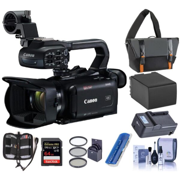 Canon XA45 4K UHD Pro Camcorder with 20x Lens 3G-SDI Output WFree Accessory Kit