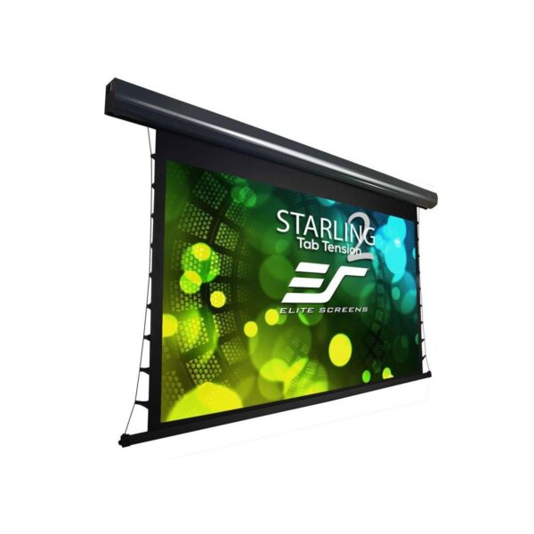 Elite Screens Starling Tab-Tension 2 Series CineGrey 5D 120 169 4K Ultra HD WallCeiling Mount 12 Drop Motorized Projector Screen, Black
