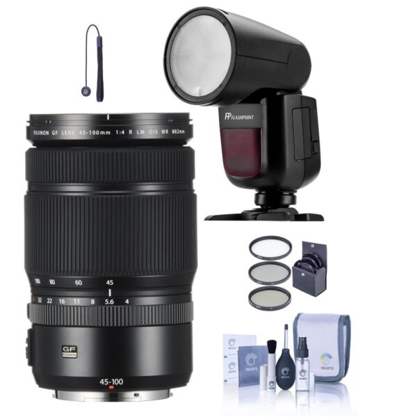 Fujinon GF 45-100mm F4 R LM WR Lens With FP Zoom Li-on X R2 TTL Round Flash Kit