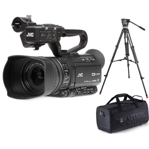 JVC GY-HM250 12.4MP 4K UHD Camcorder with FHD Streaming WSachtler Ace M Tripod