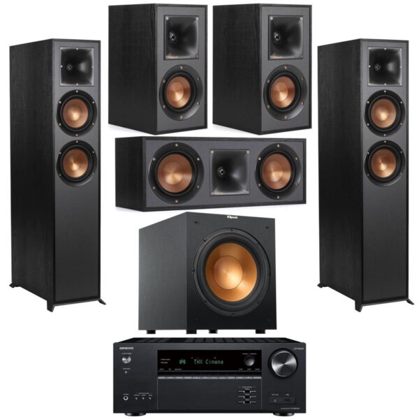 Klipsch Reference R-625FA 5.1 Home Theater System, Black wOnkyo TX-NR6100 Rcvr