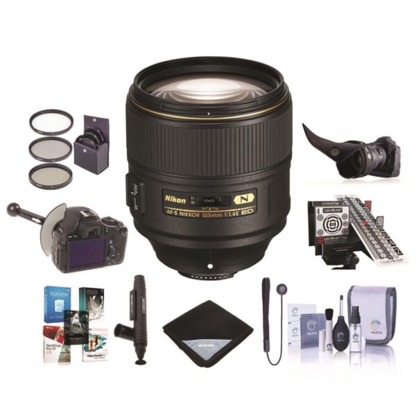 Nikon AF-S NIKKOR 105mm f1.4E ED Telephoto Lens USA With Pro Accessory Bundle