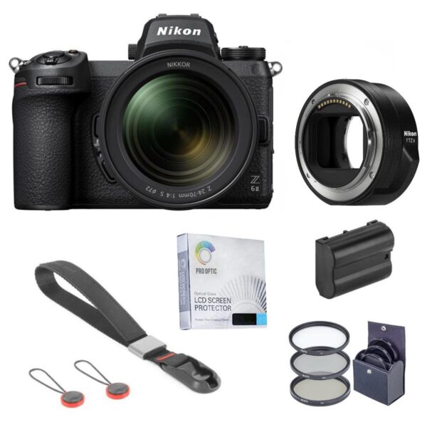 Nikon Z 6II Mirrorless Camera with 24-70mm f4 Lens with FTZ Mount Adapter Kit