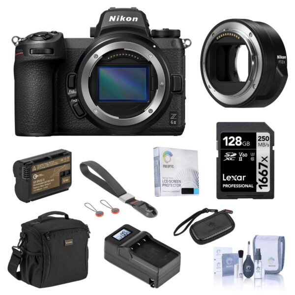 Nikon Z 6II Mirrorless Digital Camera Body with FTZ II Adapter, Accessories Kit