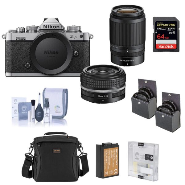 Nikon Z fc Mirrorless Camera with 28mm f2.8 (SE) & 50-250mm Lens, Accessory Kit