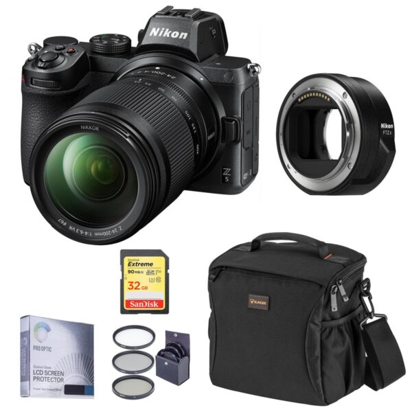 Nikon Z5 Mirrorless Camera with 24-200mm Lens with FTZ Mount Adapter & Acc