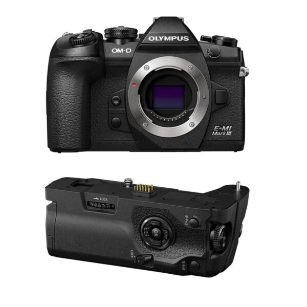 Olympus OM-D E-M1 Mark III Mirrorless Digital Camera Body, Black - with Olympus HLD-9 Power Battery Grip