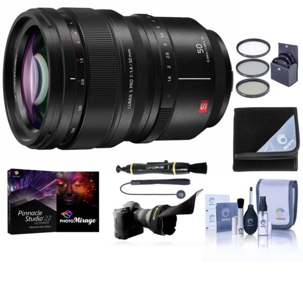 Panasonic 50mm f1.4 LUMIX S PRO L-Mount Lens - With Free PC Accessory Bundle