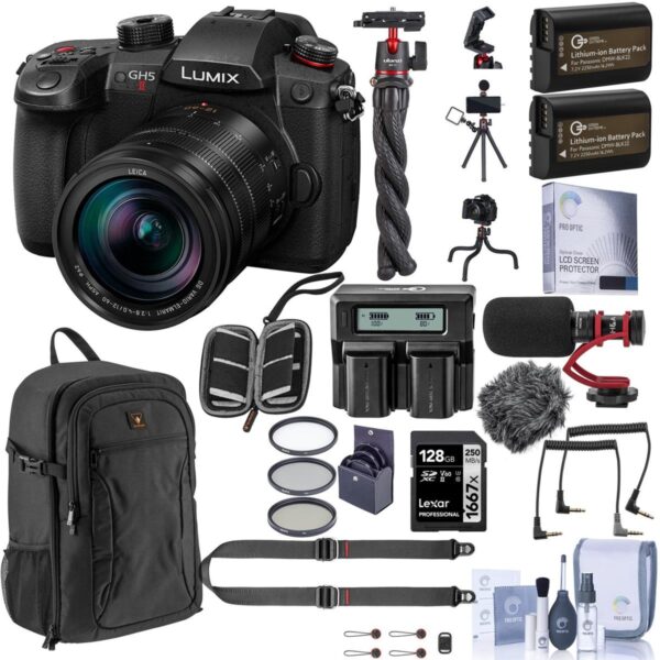 Panasonic LUMIX GH5 II Mirrorless Camera with 12-60mm Lens, Complete Acc. Kit