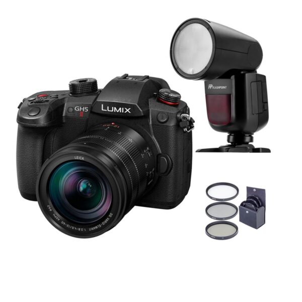Panasonic LUMIX GH5 II Mirrorless Camera with Leica 12-60mm Lens with Flash Kit