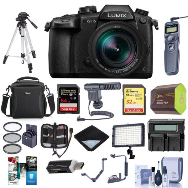 Panasonic Lumix DC-GH5 Mirrorless Camera wLeica DG Vario 12-60mm And Pro Acc