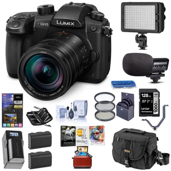 Panasonic Lumix DC-GH5 Mirrorless WLeica 12-60mm F2.8-4.0 W Free MAC Bundle
