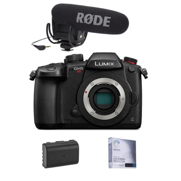 Panasonic Lumix DC-GH5s Mirrorless Body W RODE Pro On-Camera MicrophoneBattery