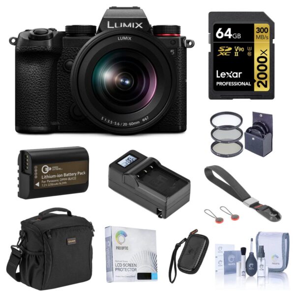 Panasonic Lumix DC-S5 Mirrorless Camera with 20-60mm Lens with Essential Acc Kit