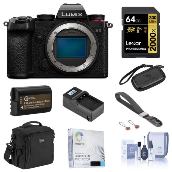 Panasonic Lumix DC-S5 Mirrorless Camera Body with Essential Accessories Kit