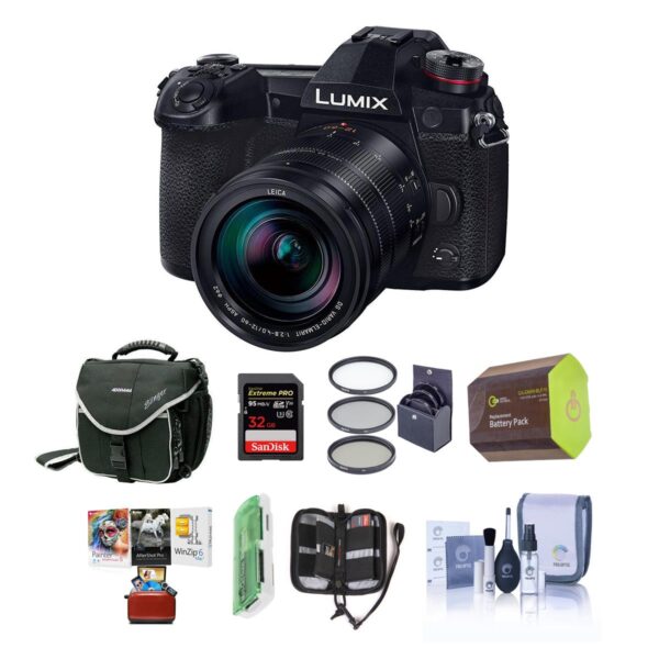 Panasonic Lumix G9 Mirrorless Camera Black w DG 12-602.8-4 Lens WFree Acc Kit