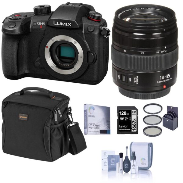 Panasonic Lumix GH5 II Mirrorless Camera with 12-35 F2.8 Lens, Accessories Kit