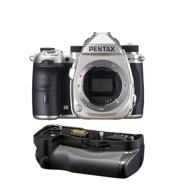 Pentax K-3 Mark III APS-C-Format DSLR Camera Body, Silver with Pentax D-BG8 Battery Grip, Black