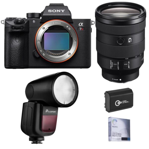 Sony Alpha a7R IV Mirrorless Camera (V2) with FE 24-105mm f4 G Lens, Flash Kit